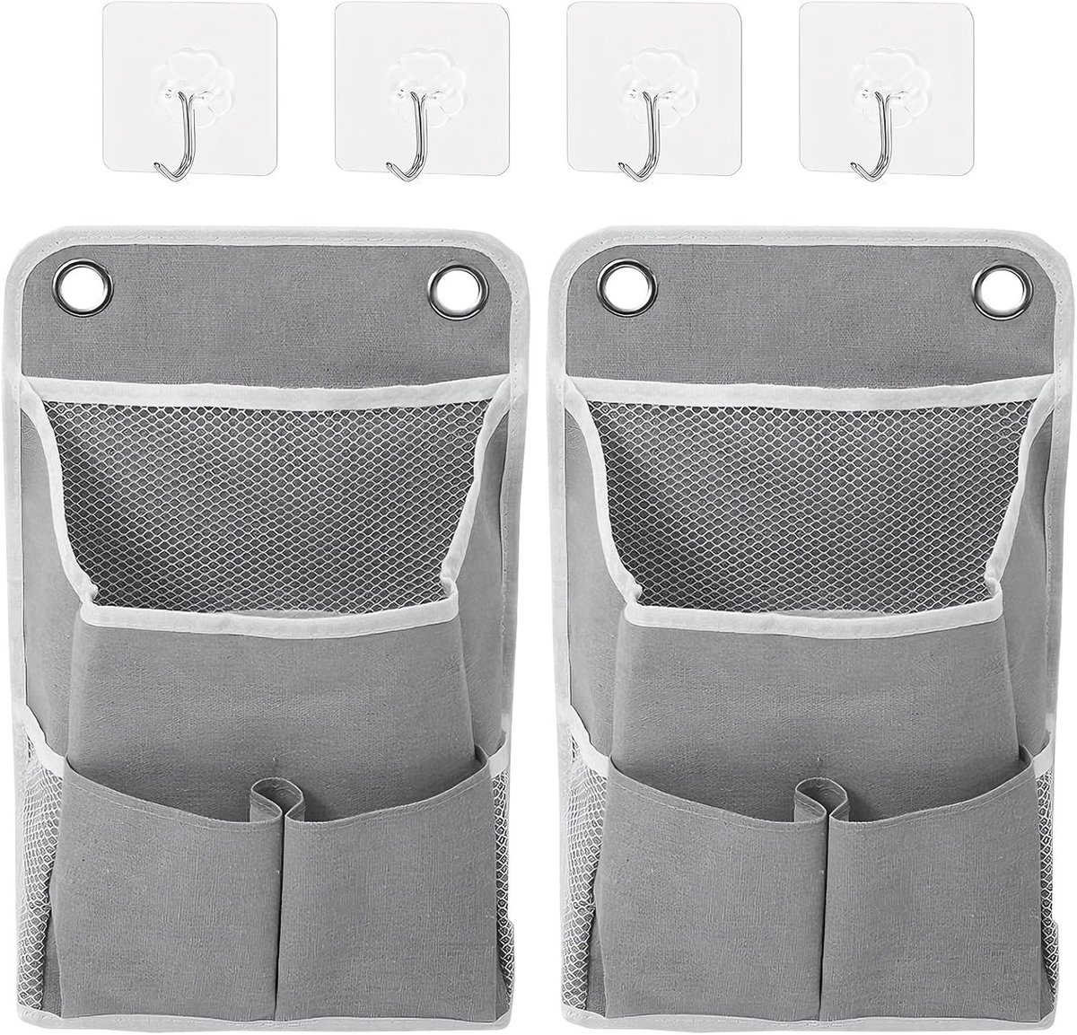 Hanging Storage Bags met Pockets - Waterdichte en Vouwbare Organizers voor Thuis, Badkamer, Slaapkamers en Kantoor - Set van 2 Grijze Opbergmanden