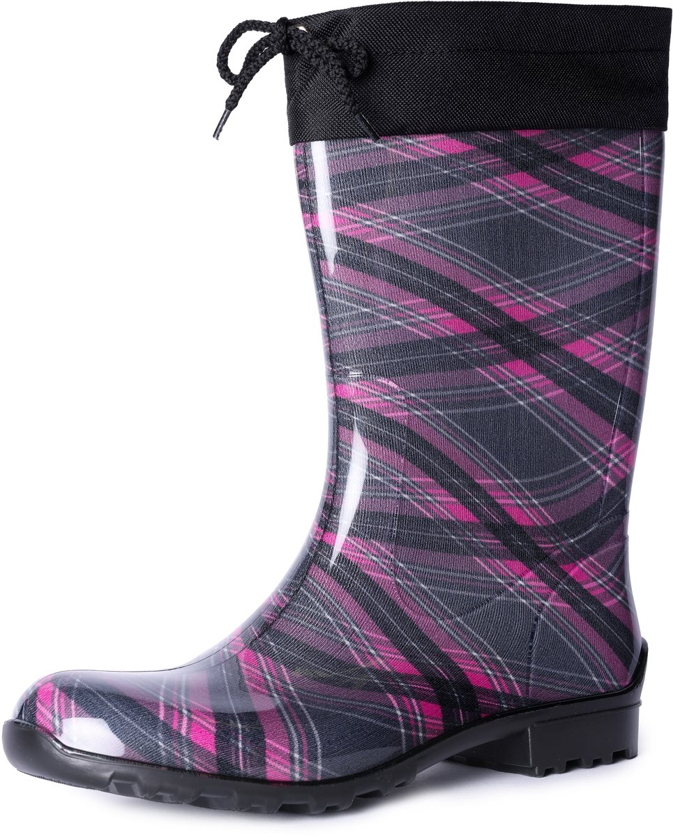 Ladeheid Dames Regenlaarzen - Rubberen Laarzen met manchet Waterdichte - PVC - LA-LMG-879-Aspen - Violet/Geruit - 42