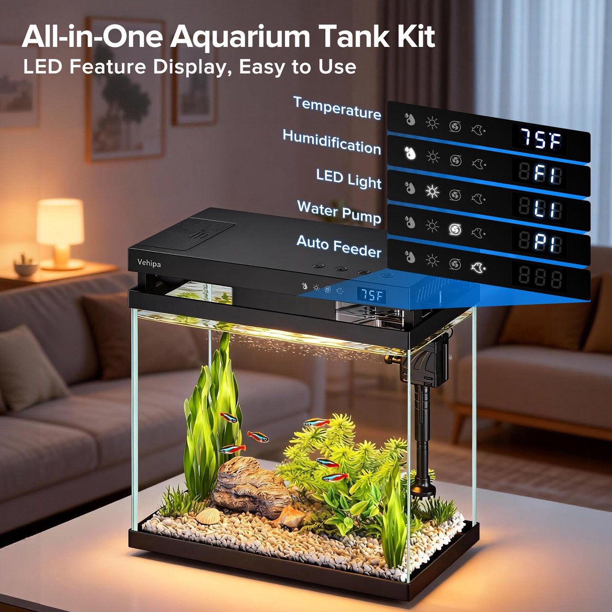 Nano-aquarium 8 liter - zwart - complete set - perfect voor beginners - ShopVlot thumbnail 5