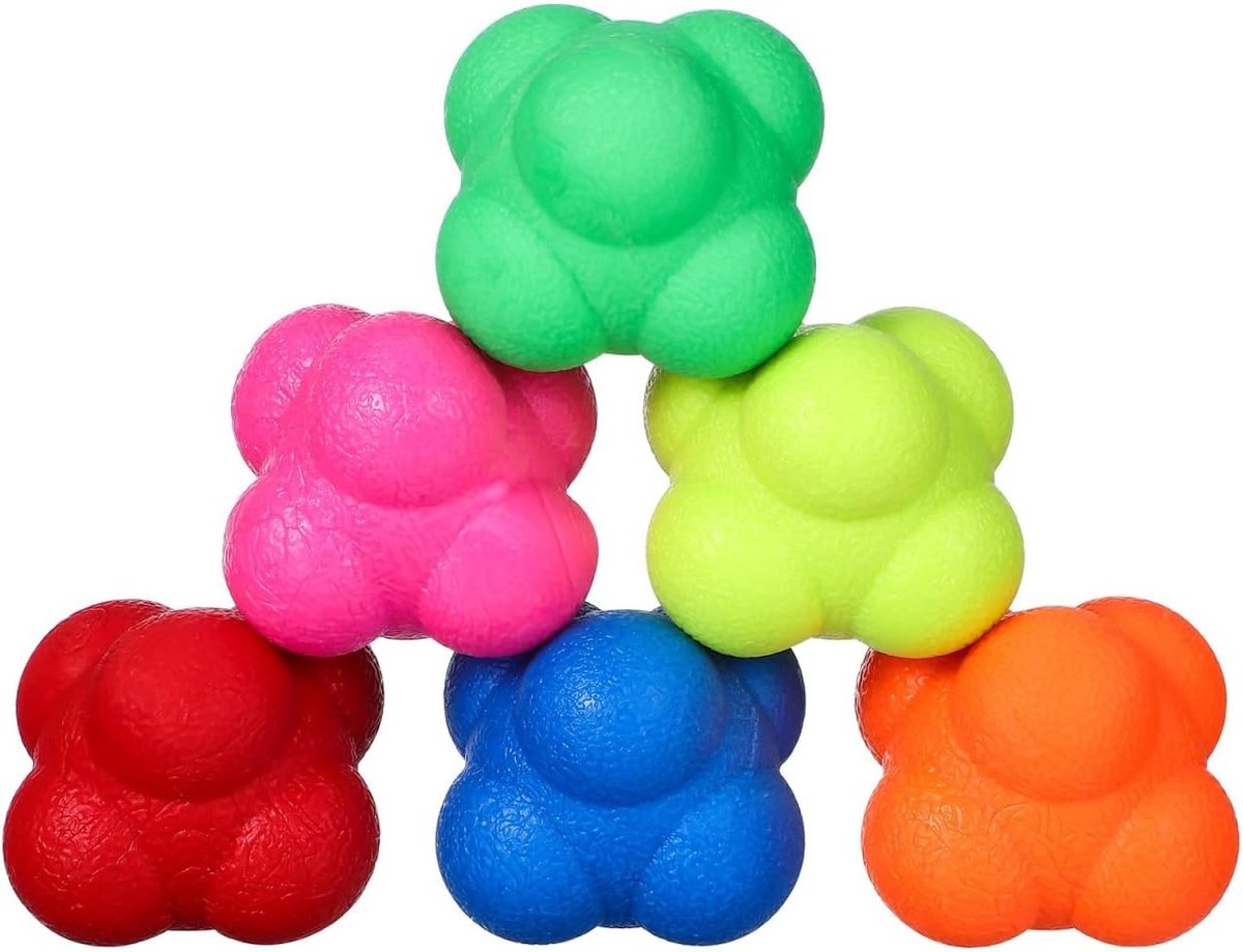 Rubber Ballen voor Verbetering van Mobiliteit, Reflexen en Hand-Oogcoördinatie - Set van 6 Stuks