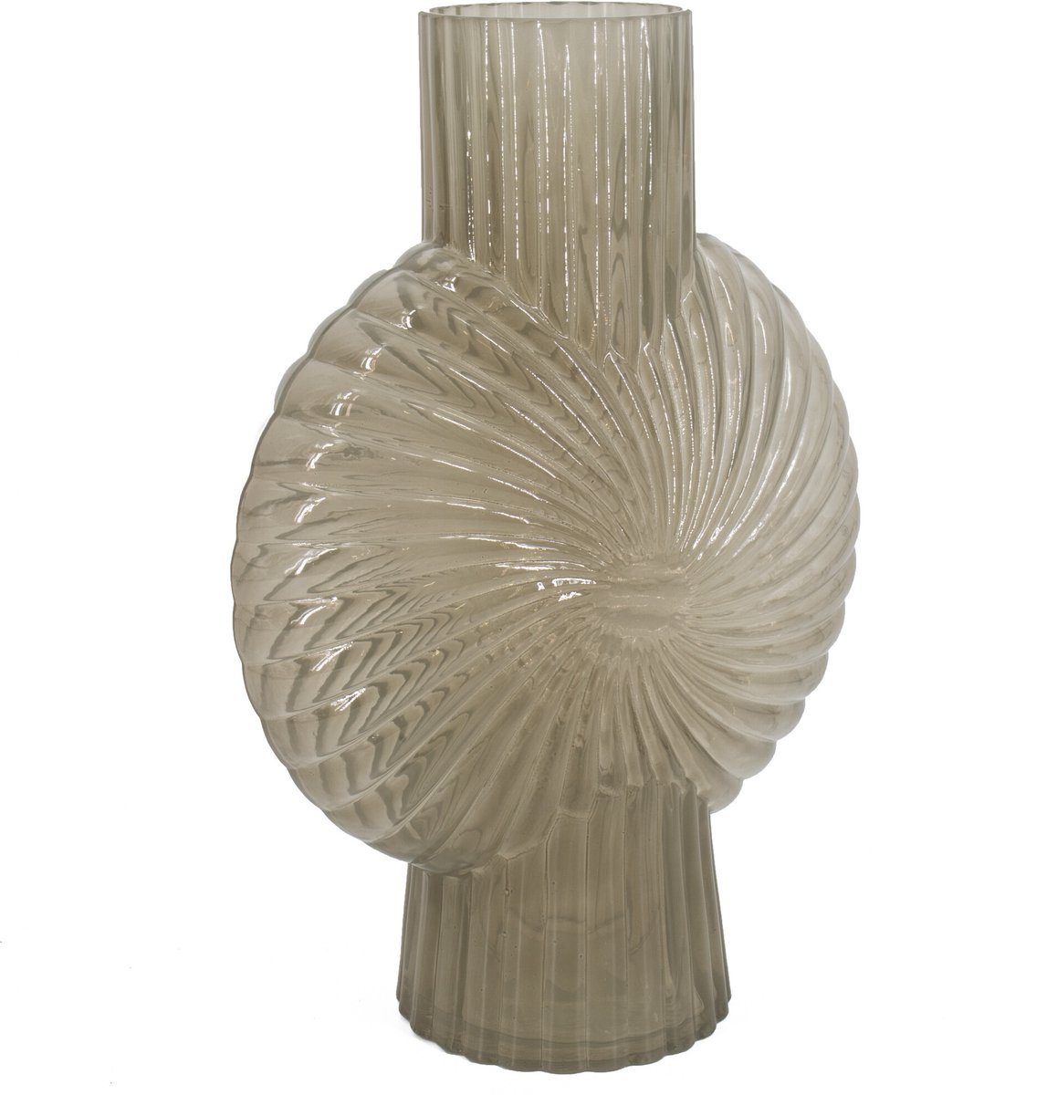 homebound by ky Glazen vaas schelp grijs | glazen vaas | 22x10.5x32cm | stijlvolle vaas