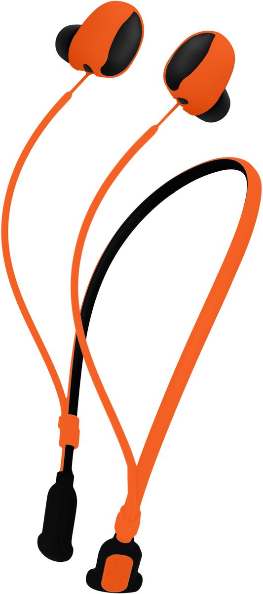 kwmobile Siliconen Nekband voor Sony WF-1000XM6 Houder voor Joggen - Band voor In-Ear Hoofdtelefoon - Koptelefoon Accessoire - zwart / oranje