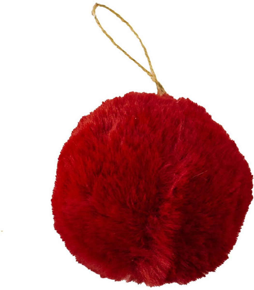 Fluffy bal hangend rood 7cm