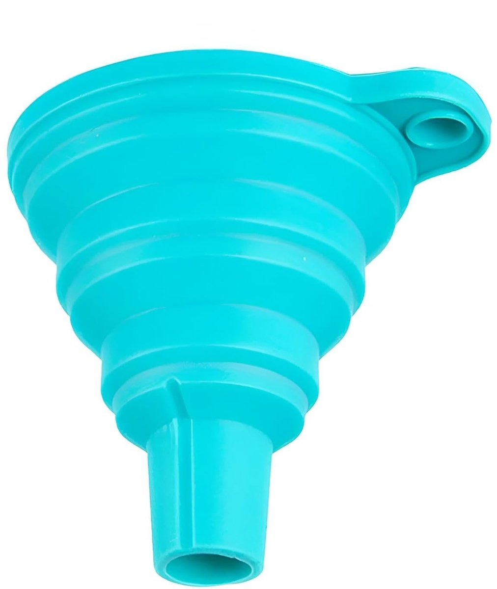 Opvouwbare trechter - Siliconen trechtertje - Inklapbare mini trechter - Vloeistoffen overgieten - Trechter voor flessen - Foldable funnel - Lichtblauw - Siliconen - 6 cm diameter - Jonyx