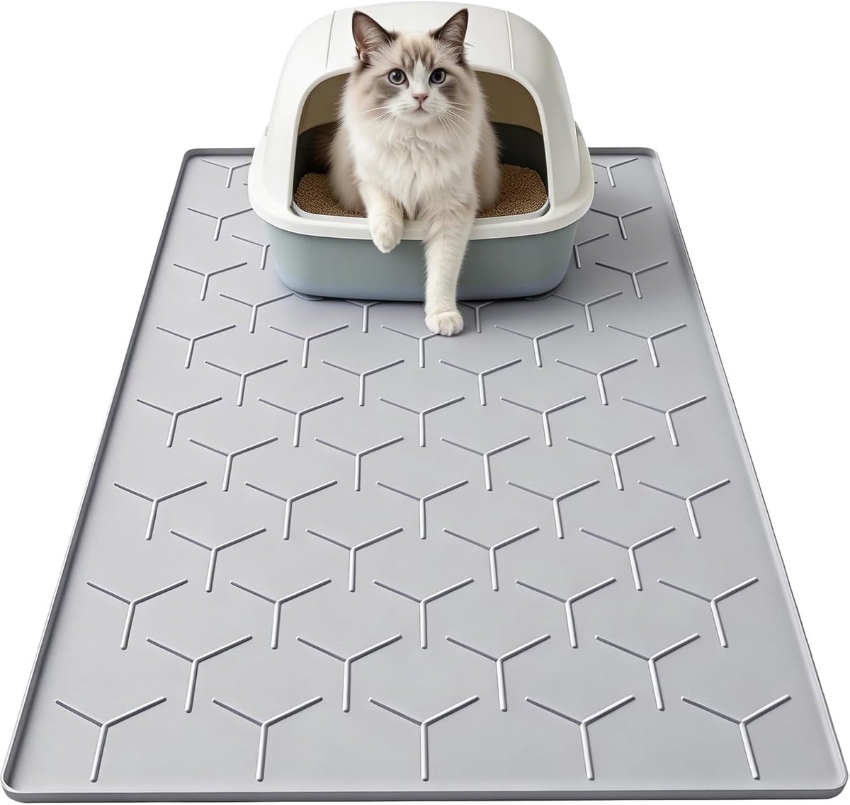 Siliconen Kattenbakmat 86x56 cm - Waterdicht, Antislip en Gemakkelijk Schoon - Met Opstaande Randen tegen Urine