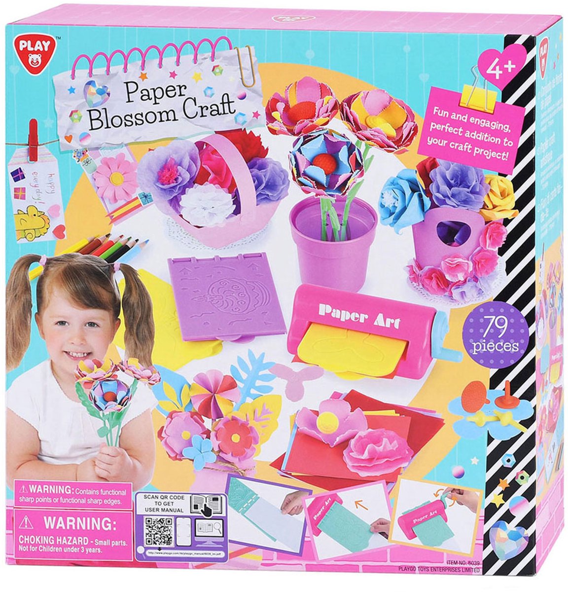 Play knutselset papier bloemen maken - creatief speelgoed 79-delig.