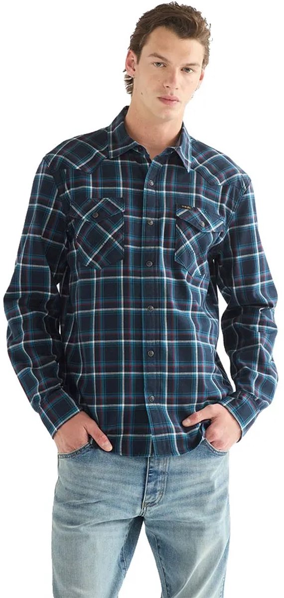 Wrangler Western Regular Fit Overhemd Met Lange Mouwen Blauw L Man