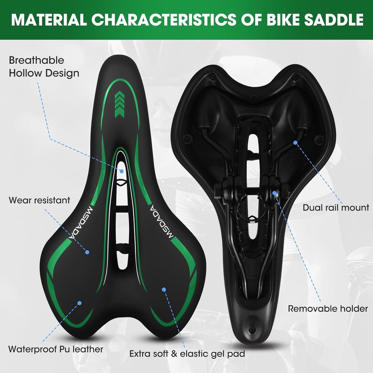 Comfortabel waterdicht gel fietszadel voor mannen en vrouwen, ideaal voor BMX, racefietsen en mountainbikes, zacht en ergonomisch ontwerp voor optimaal rijcomfort