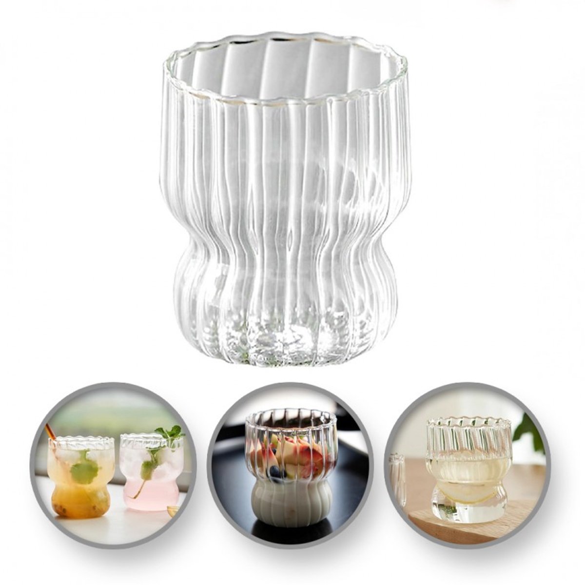 Stijlvolle Geribbelde Glas, 260 ml, per stuk