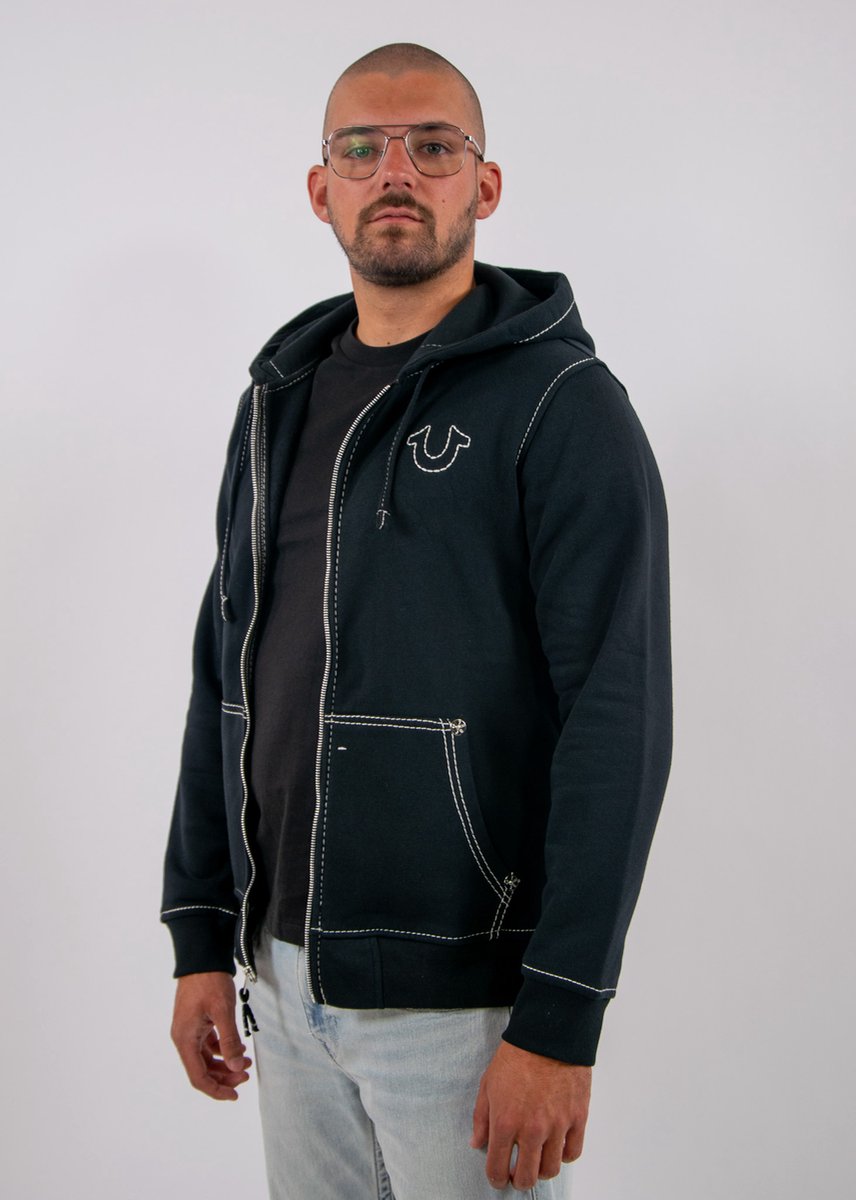 True religion big-t zip up hoodie - jet black