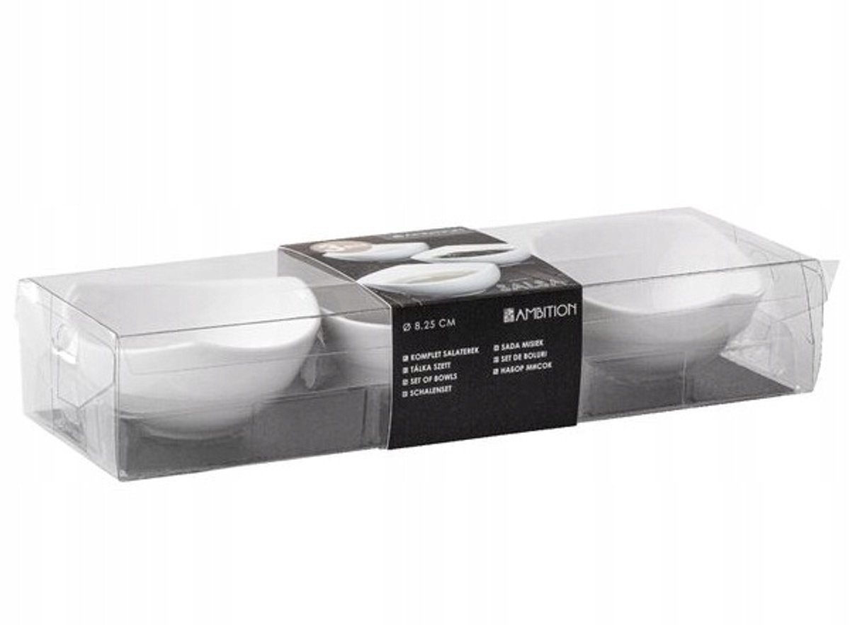 Ambition Salsa 3-delige schaaltjes set 8x4cm voor dips en sauzen