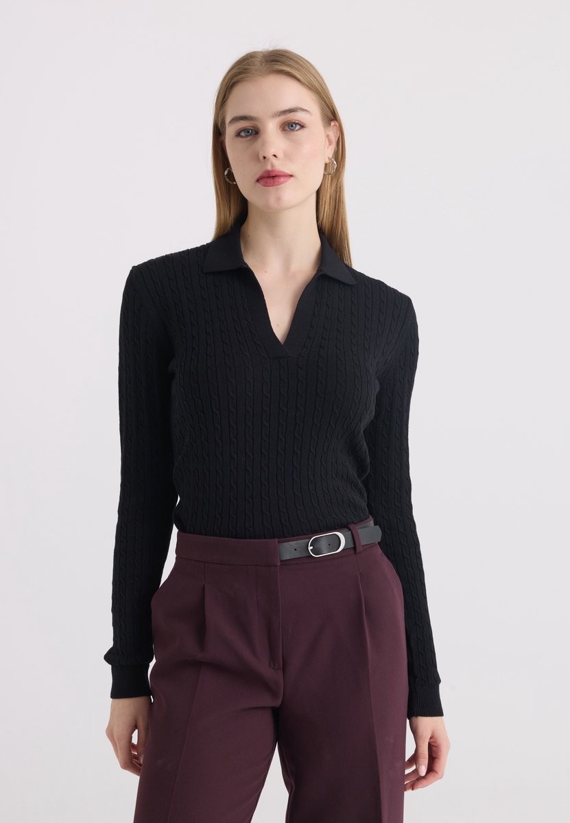 Felix Hardy Trui Met Polokraag - 100% Katoen Dames Zwart - Xl
