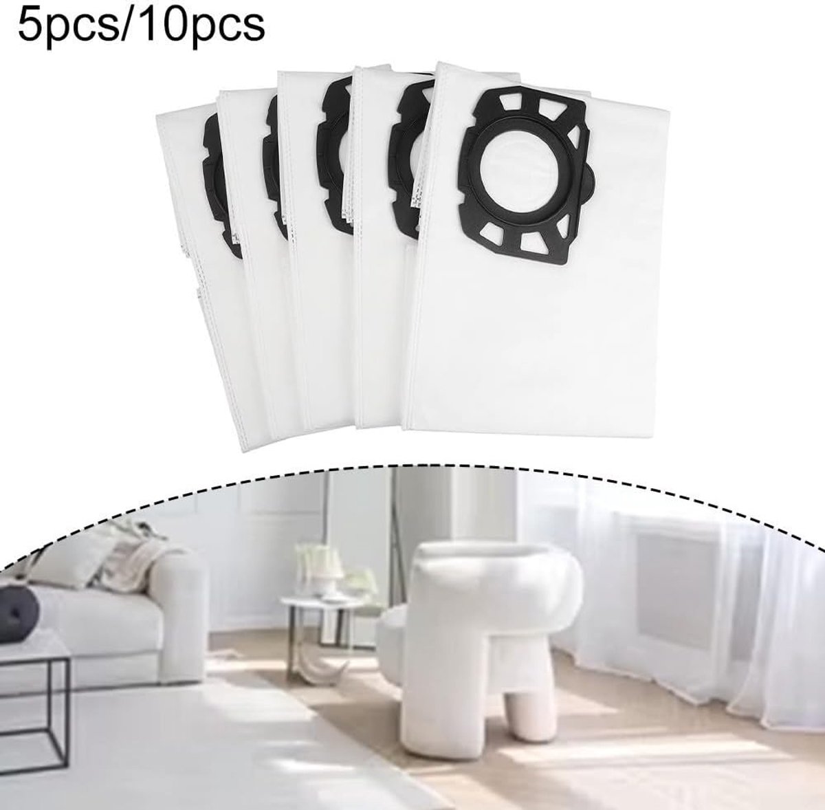 Stofzuigerzakken - Stofzakken - Stofvrij Houden - Hoge Capaciteit - 5 Stuks 49.5 cm - Wit
