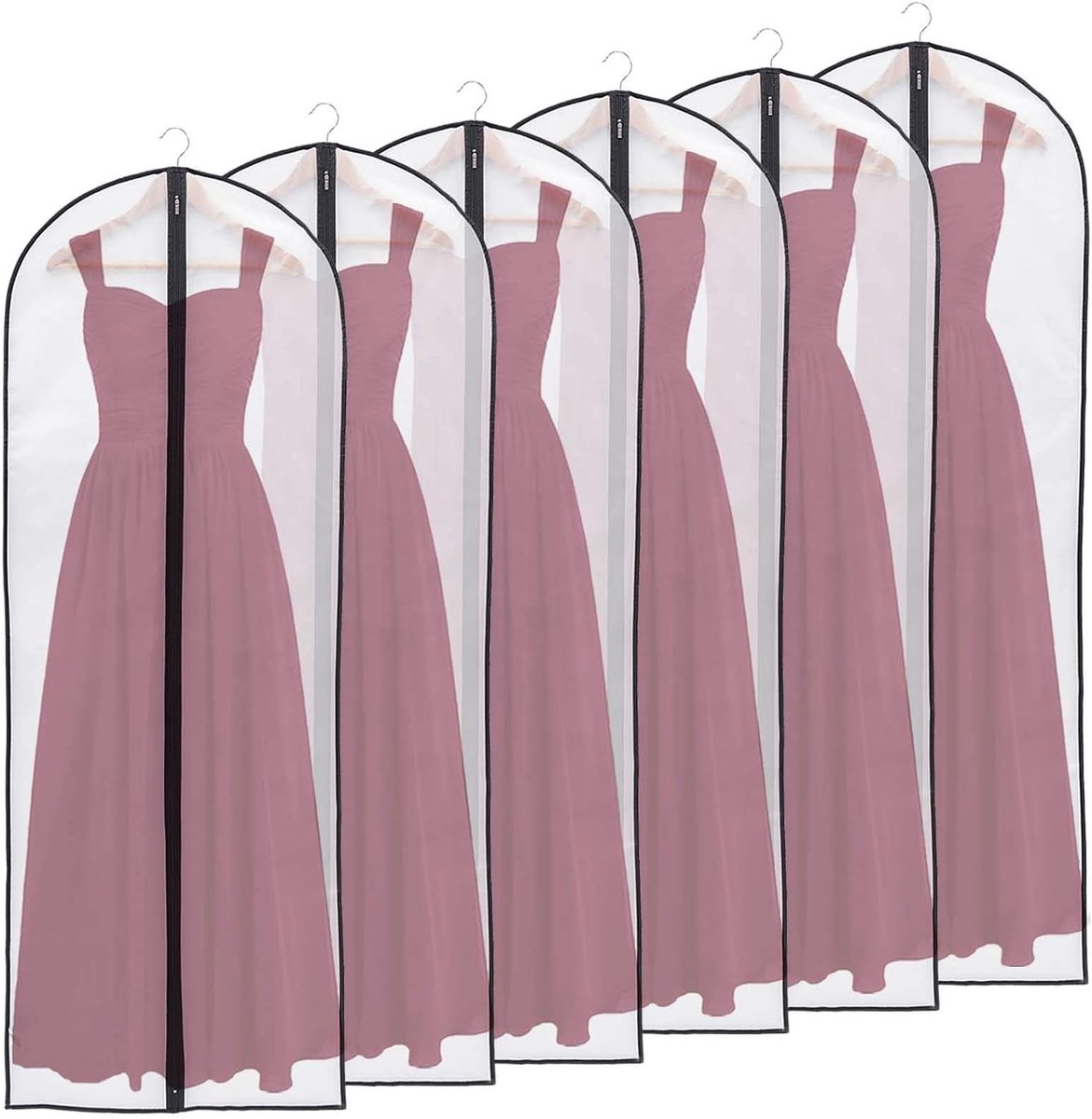 Set van 6 Translucente Kledinghoezen - Ademend Kostuumzak voor Mannen 60x100+60x120cm, Zwart, Bescherming, Opberging, Kledingorganizer
