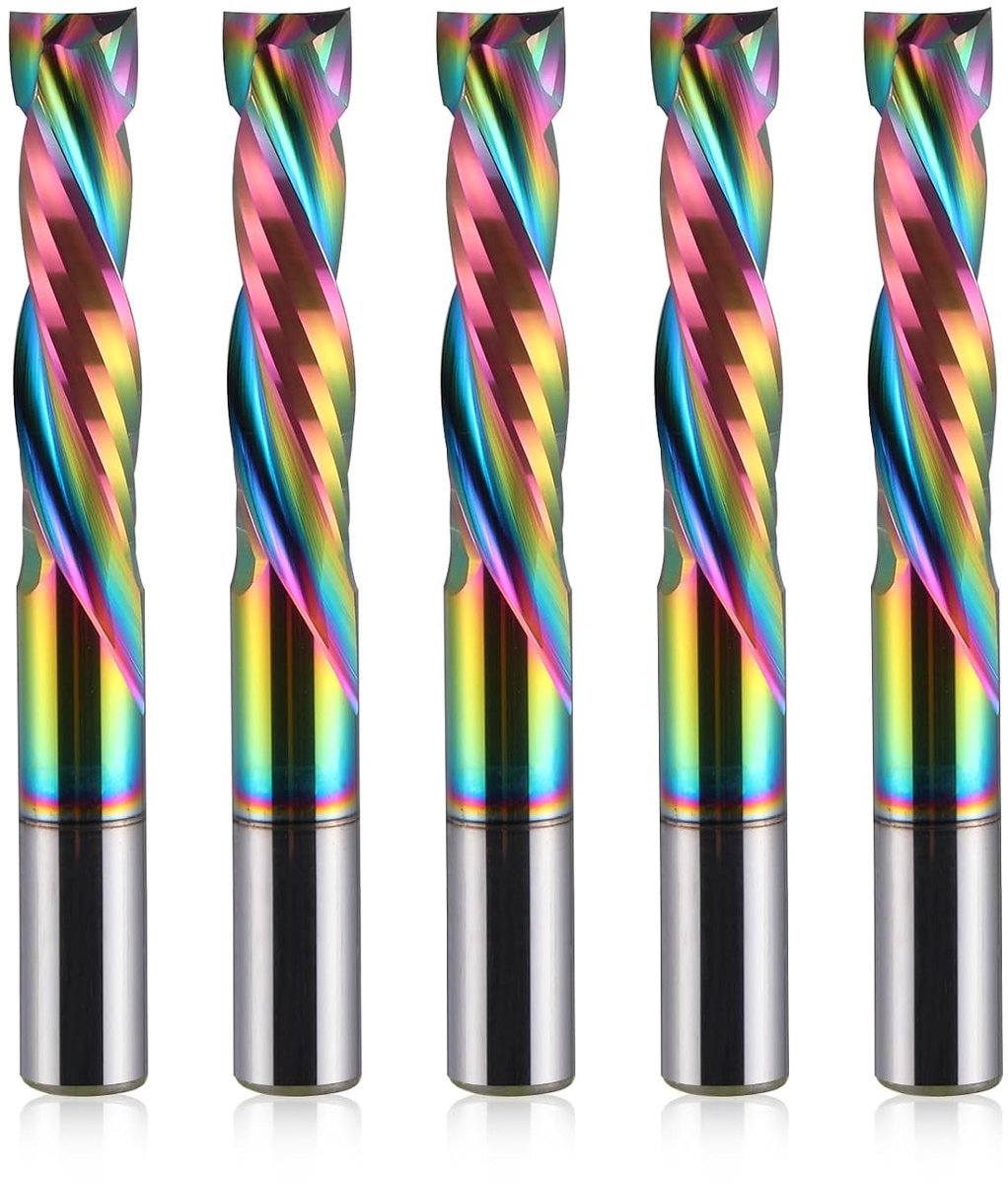 Hoge Kwaliteit Spiral Carbide Freesgereedschap met 2 Snijkanten voor CNC Bewerking, 6mm Schacht en Snijdiameter, Perfect voor Houtbewerking - Set van 5 Stuks