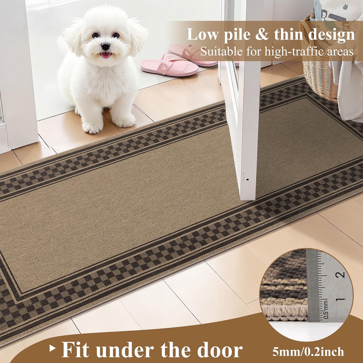 Enyhom Tapijtloper voor gang, antislip, wasmachine, haltapijt, keukenloper voor entree, slaapkamer, gang (bruin, 80 x - ShopVlot
