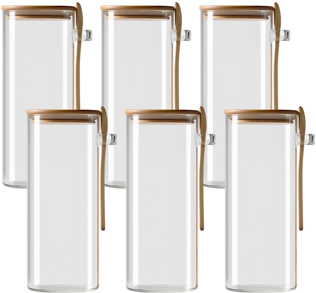 Famanu – Glazen voorraadglas set van 6 stuks, ideaal voor het bewaren van voedsel en ingrediënten