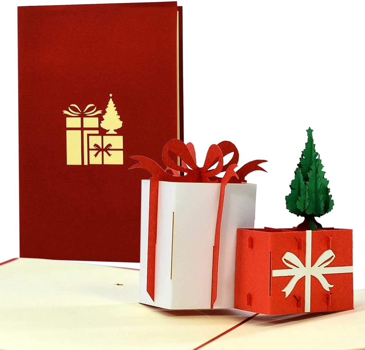 Pop-up Kerstkaart - Traditionele Kleuren - 12 x 18 cm - Bijzondere 3D Geschenken - Voor Cadeaus en Wensen