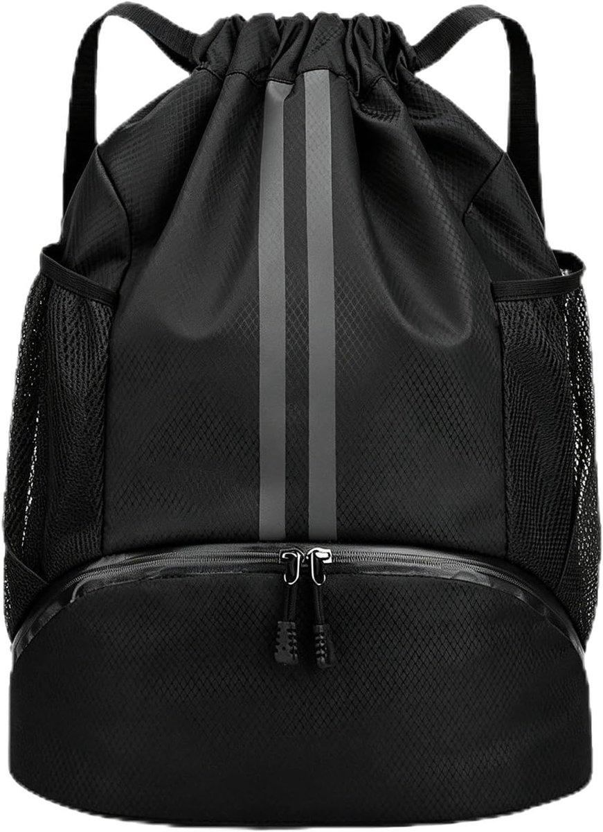 Sporttas met Schoenenvak - Zwart - 47 x 32 x 15 cm - Waterdichte Sportrugzak - Voor Dames en Heren