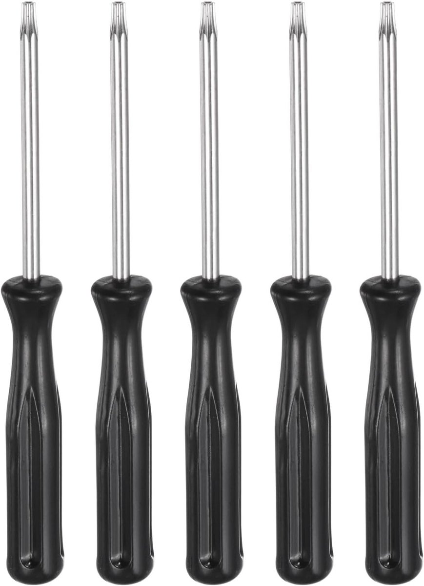 5-delige Torx Schroevendraaierset T8H van Koolstofstaal - Veiligheidssterren met Precisiekop en Antislip Handvat voor Huishoudelijk Onderhoud en Reparaties