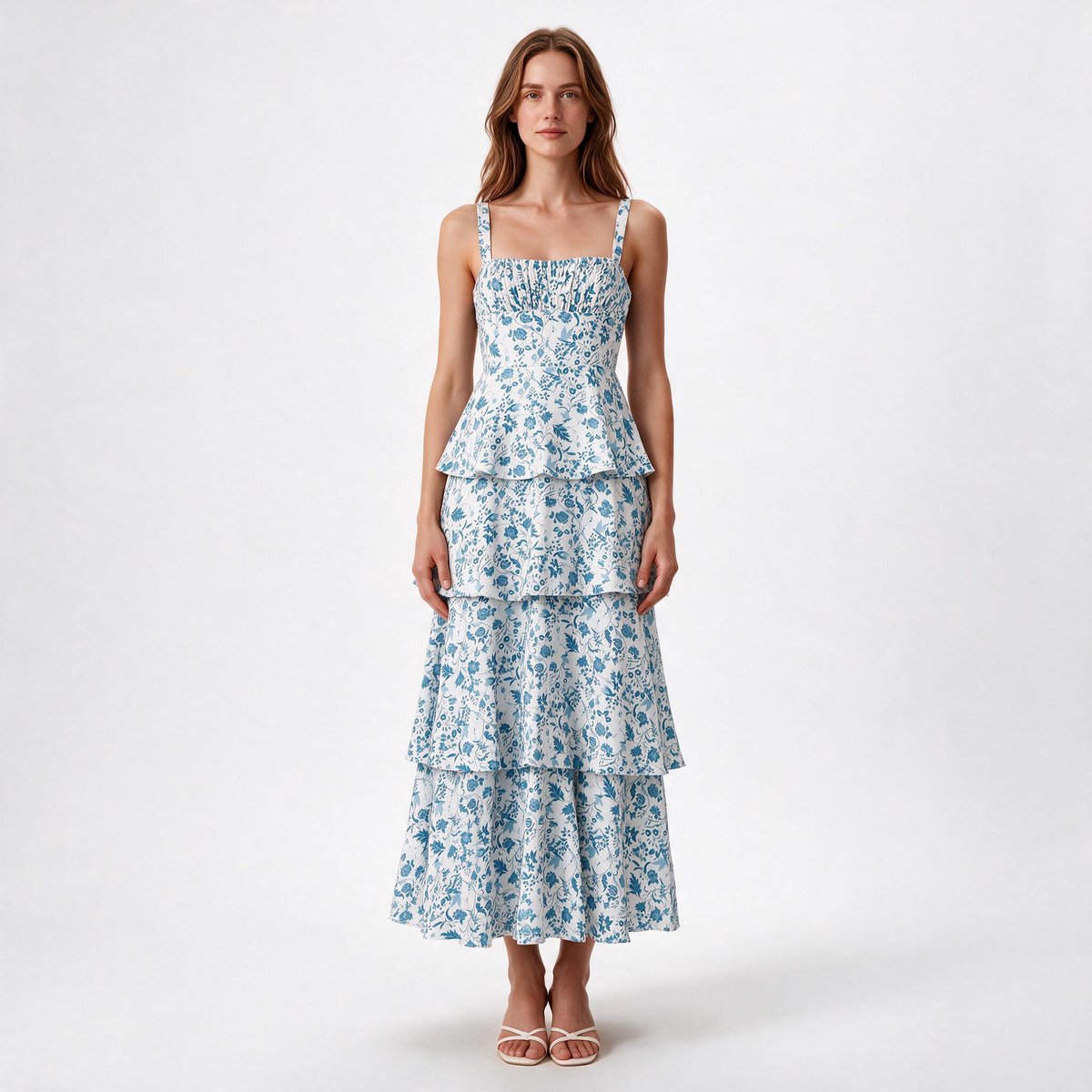 Imily Bela Dames Maxi Jurk met Bloemenprint en Gelaagde Rok