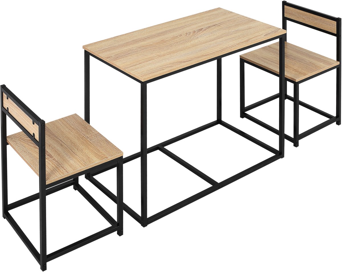 HOMCOM Eettafelset - Spaanplaat klasse E1 - 90x47x76cm - Natuurlijk hout
