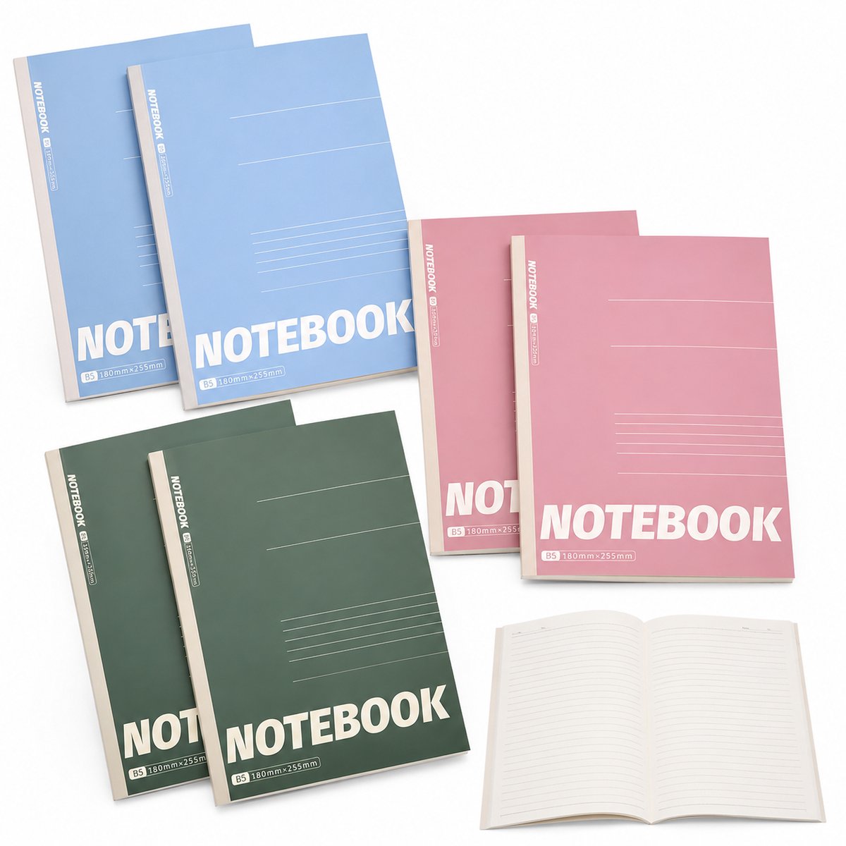 VHV - Notitieboek A5 Set - 3 Stuks Verdikt papier Schrijfboek - 80 Pagina's Notebook - voor Kantoor Schoo, Studie ,Dagboek -Geel