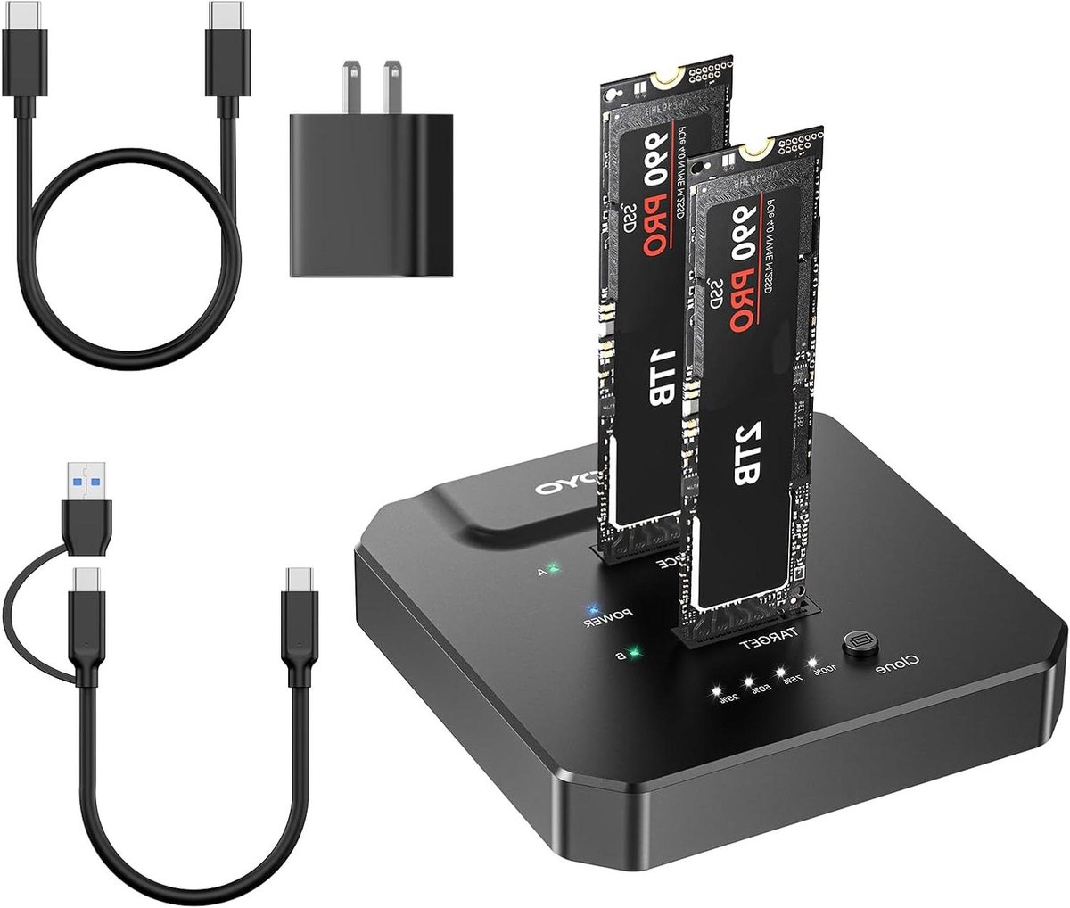 SSD Kloner Dock - M.2 Dock - Snel Data Overzetten - Offline Klonen - 2 Bay - Zilver
