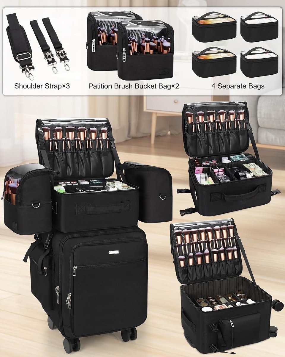 Make-upkoffer - Zwart - XL - Professionele Cosmetica-Organizer met Borstelhouder - Voor Dames en Heren