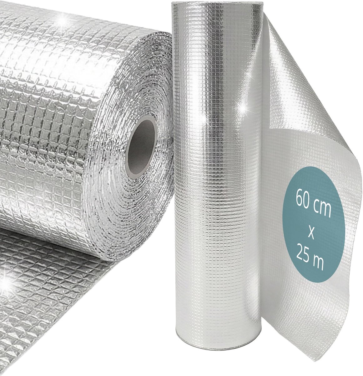 Famanu – Radiatorreflecterende folie, isolatiefolie van 25 m x 0,6 m, luchtkussen in zilver voor energiebesparing