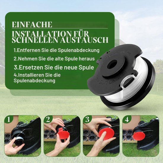 Set van 4 vervangende draadspoelen voor accu-grastrimmer — afbeelding 3