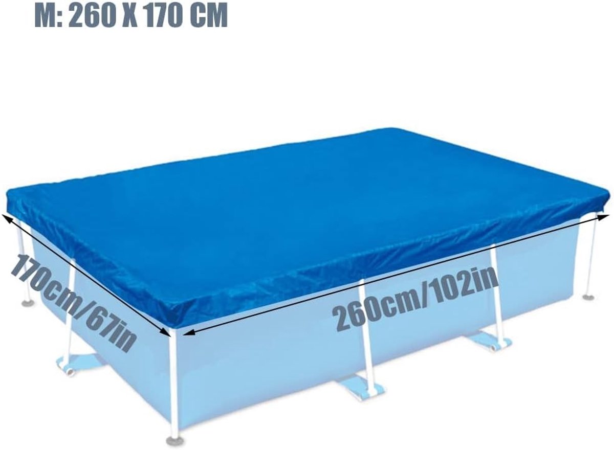 Rechthoekige Zwembadafdekking - Blauw - 221 x 150 cm - UV-bestendige en Duurzame Polyethyleen Hoes - Voor Familie- en Opblaasbare Zwembaden