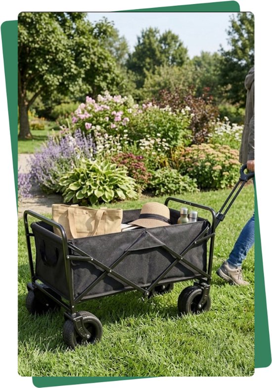 Opvouwbare bolderkar 93 x 60 x 105 cm - 150 kg - 120 L - XL terreinwielen met rem van Opvouwbare Bolderkar — afbeelding 5