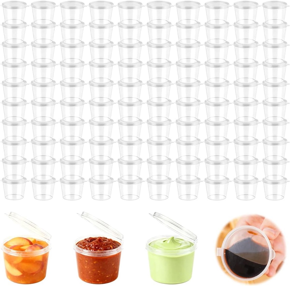 Kleine Voedselbewaardozen - Transparant - 25 ml - Plastic met Deksel - Voor Maaltijden en Snacks