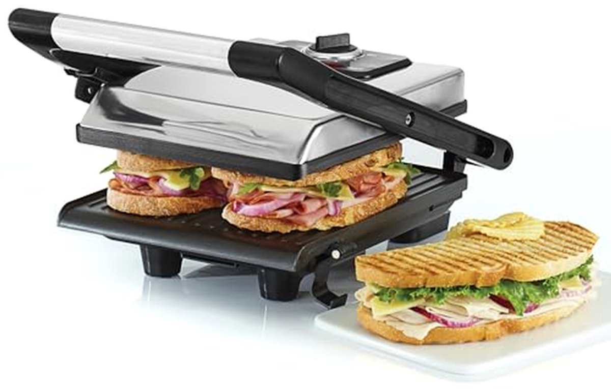 Broodjespers - Elektrische Grill - Snacks Maken - Verstelbare Hoogte - 1400 Watt - Roestvrij Staal