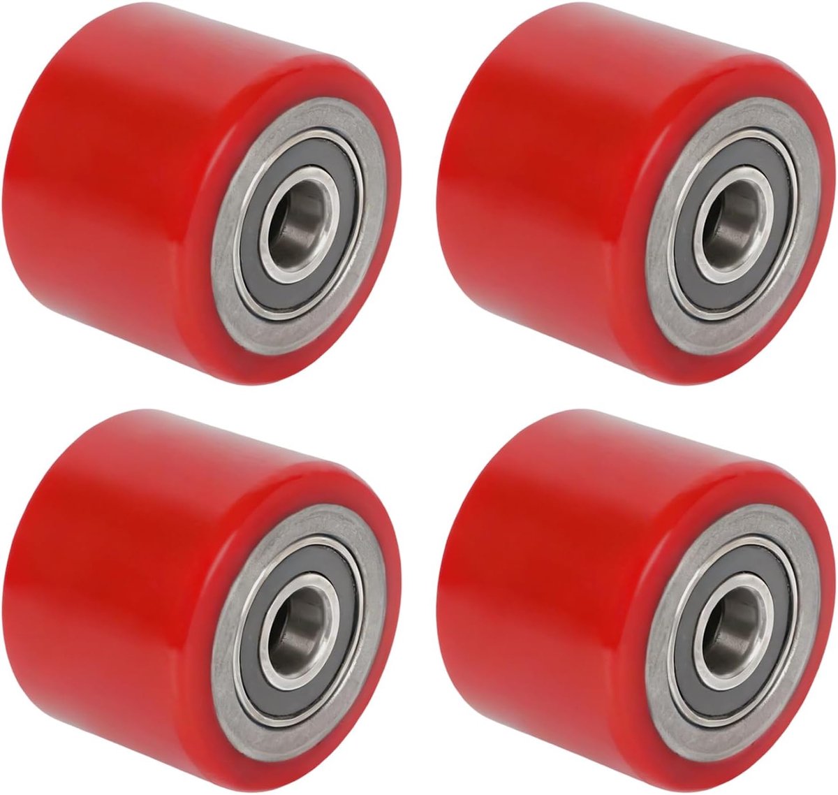 SnelShoppen - 4 stuks hefwagenwielen polyurethaan 80 x 60 mm met 20 mm as, kogellagers, max. belasting 600 kg, ideale vervangingswielen voor hefwagen,