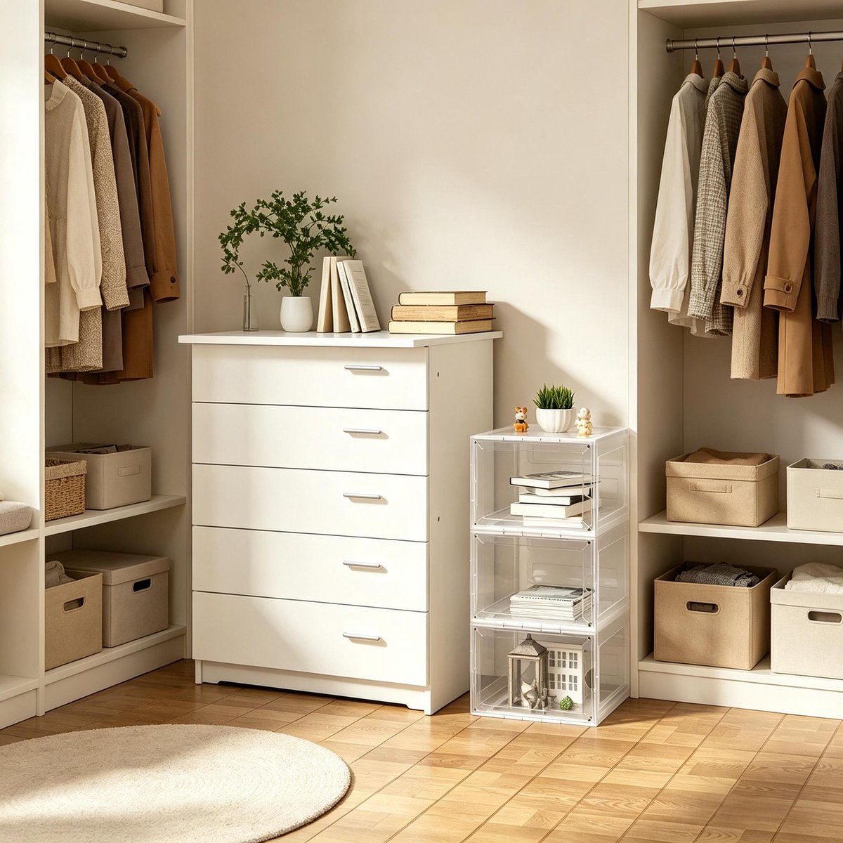 REDOM - Opbergbox - Stapelbaar met frontopening - Kunststof ABS en PP - Transparant - 27 x 34 x 57 cm - Voor schoenen en cosmetica