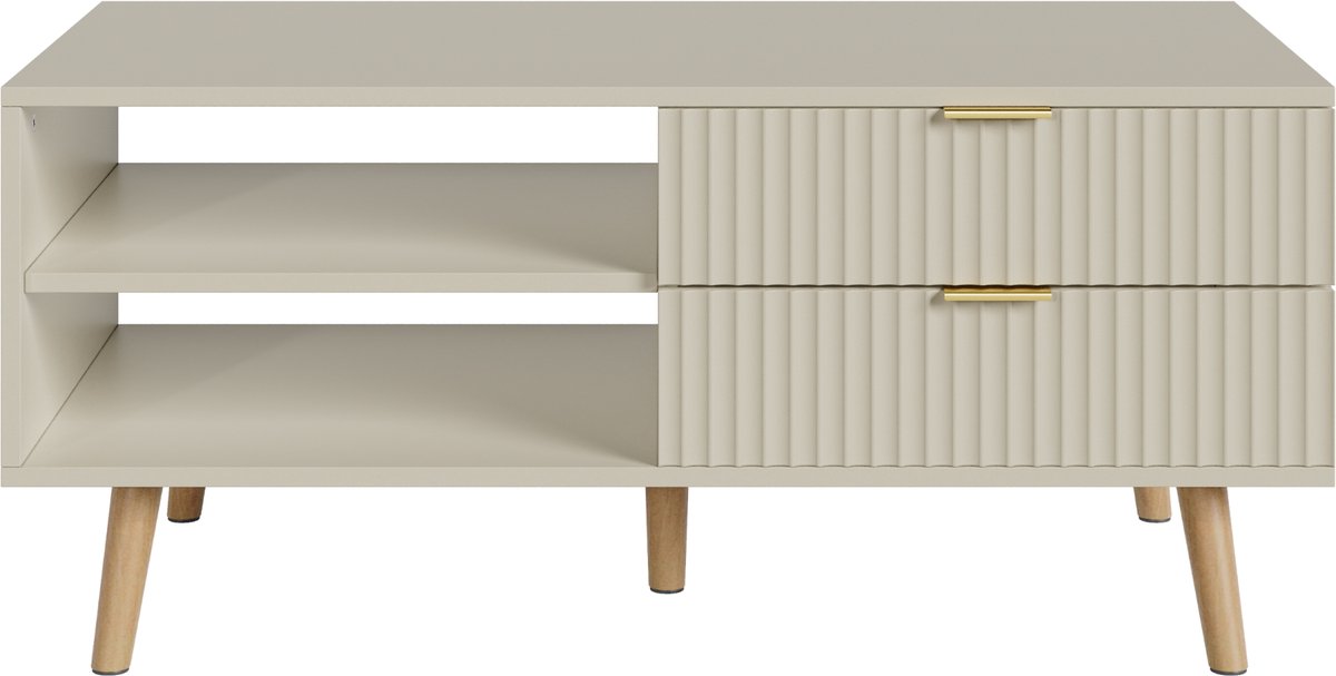 Salontafel Nand met lades en open vakken 100x50x45 cm havrmout en naturel [en.casa]