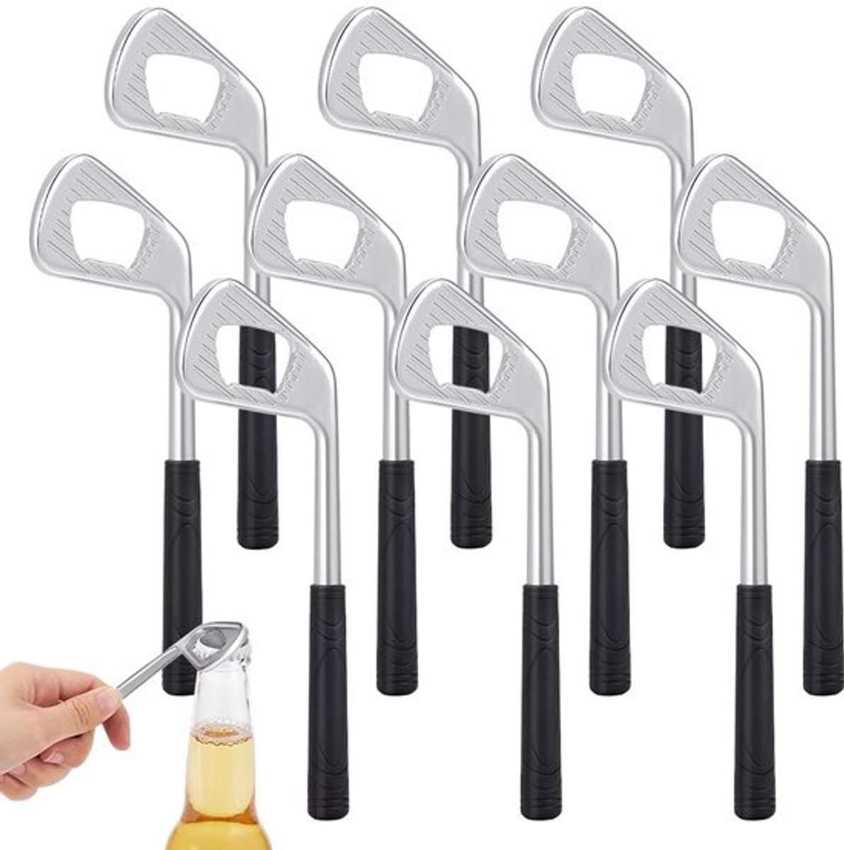 Golfflesopener 10 Stuks - Bieropener - Cadeau voor Golfvrienden - Grappige Nieuwigheid - Zinklegering - 14 x 5 cm