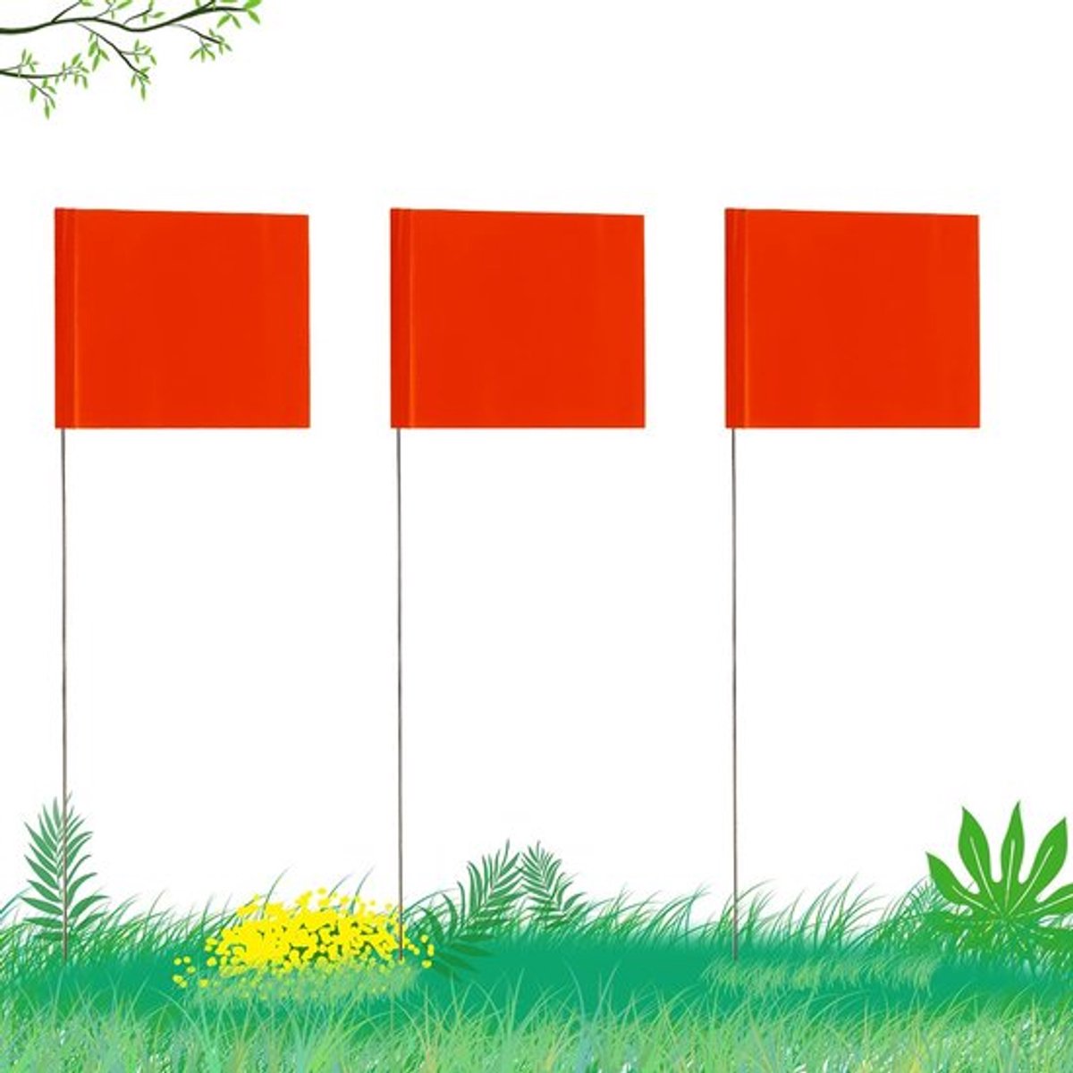 Markeringsvlaggen 42 Stuks - 5,1 × 7,6 Cm - Met 35 Cm Stalen Paal - Vinyl - Antivervaging - Voor Ondergrondse Nutsvoorzieningen - Markeervlaggen