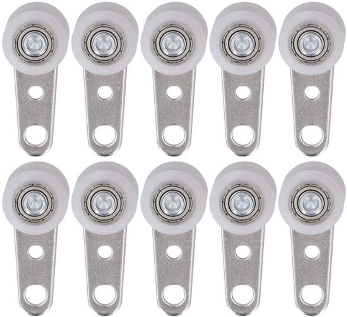 Lagerpoelie Roestvrij Staal/Nylon - 10 Stuks - Diameter 19 mm - Lengte 44 mm - Eenvoudige Installatie - Geschikt voor Schuifdeuren - Katrol
