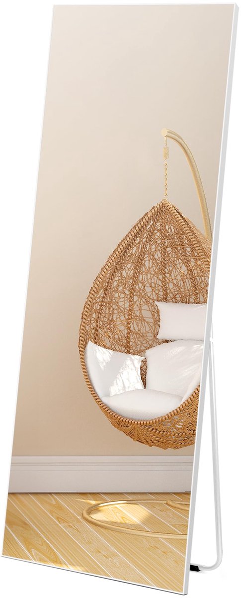SnelShoppen - Wand- of Staande Spiegel 165 x 51 cm met PVC-Frame voor Thuis, Modern Design, Perfect voor Slaapkamer, Woonkamer, Hal, Stijlvol en Funct