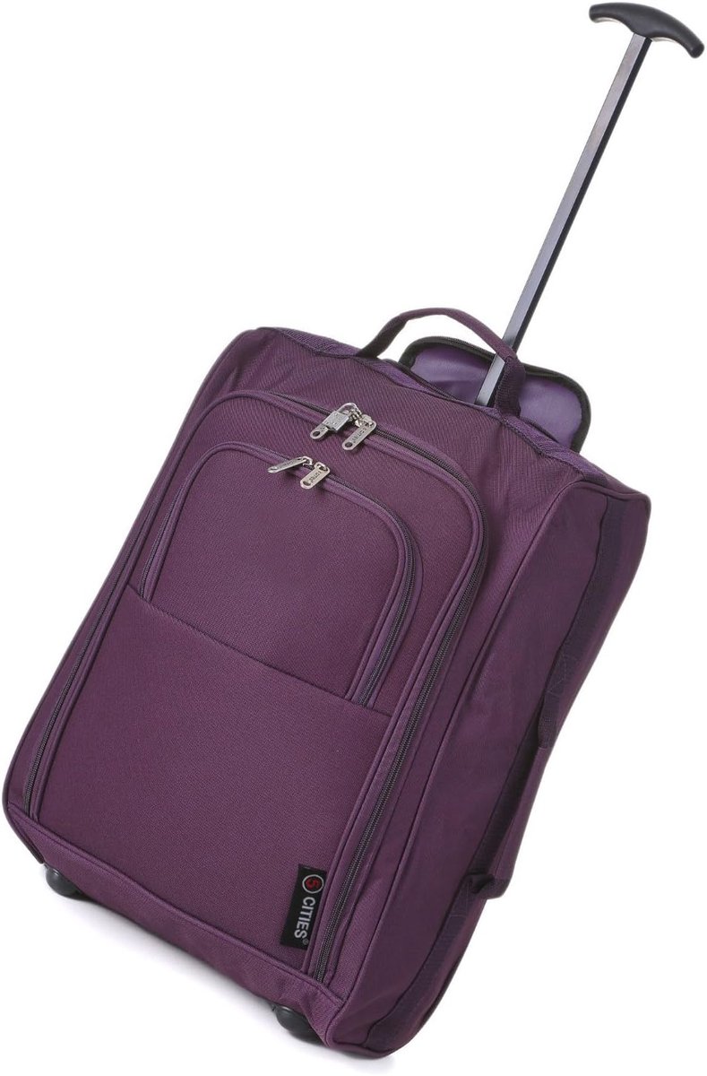 SnelShoppen - Unisex Hand Luggage Cabin Trolley Bag 50cm - Lichtgewicht Reisbagage in Plum - Perfect voor Winkelen en Reizen - Met Eenvoudige Grip Han