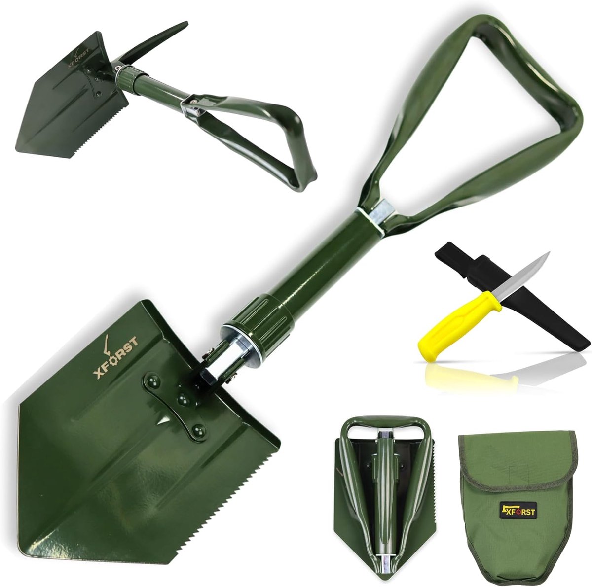 SnelShoppen - Opvouwbare Schep en Outdoor Survivalmes Set - KS1 X-K9.4 voor Bushcraft, Kamperen, Survival en Tuinieren - Lichtgewicht, Duurzaam, Inclu