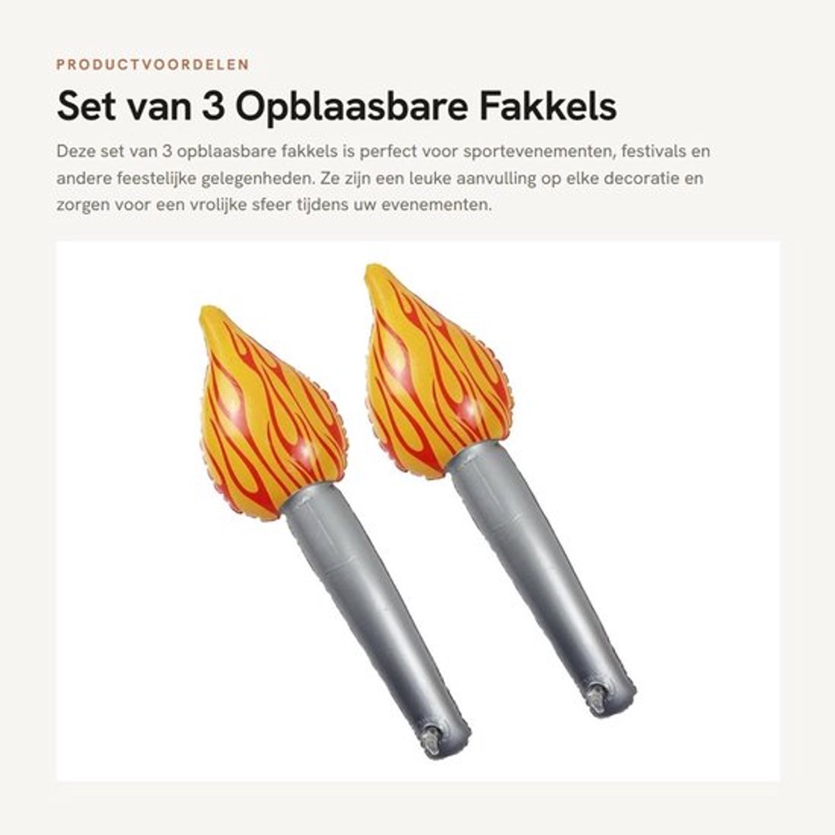 Set van 3 Opblaasbare Fakkels voor Sportevenementen en Feesten