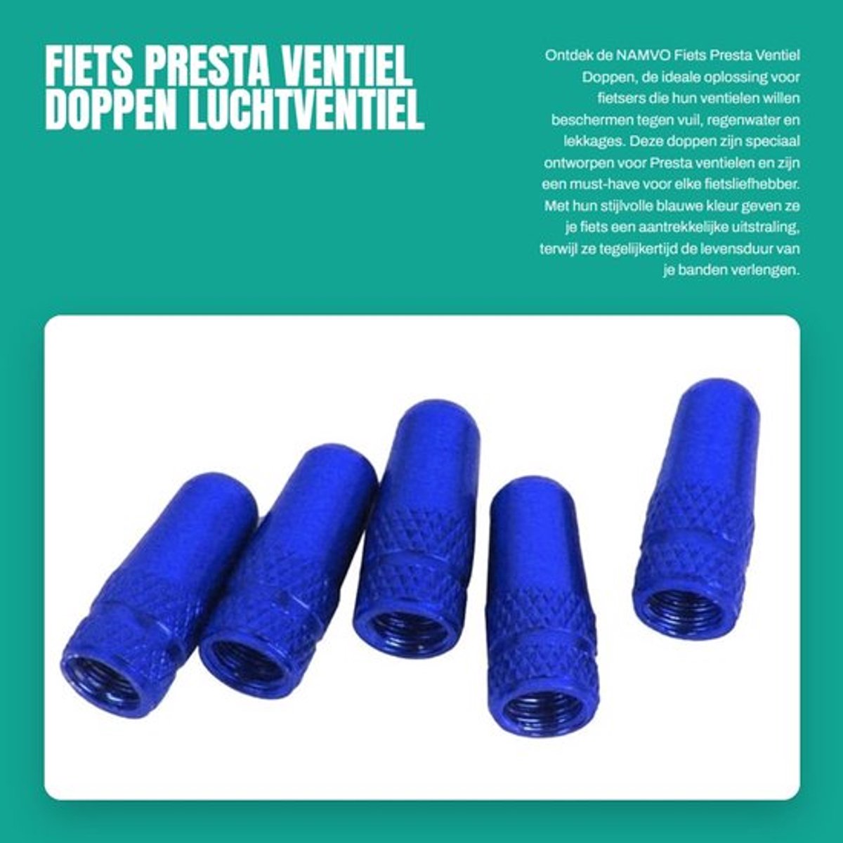 Ventieldoppen 5 Stuks - Aluminiumlegering - Antislip - Stofbescherming - Blauw - Eenvoudig te Installeren - Ventieldop