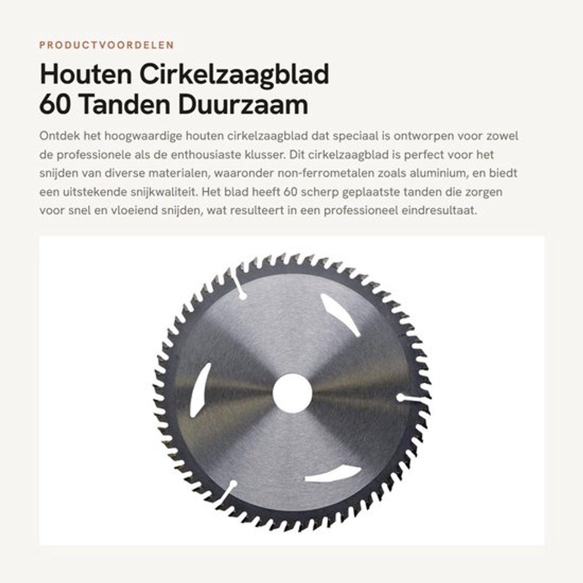 Houten Cirkelzaagblad - 60 Tanden - Duurzaam en scherp - 160mm x 20mm - Voor aluminium en meer - Compatibel met zaagmachines - Hoogwaardi...