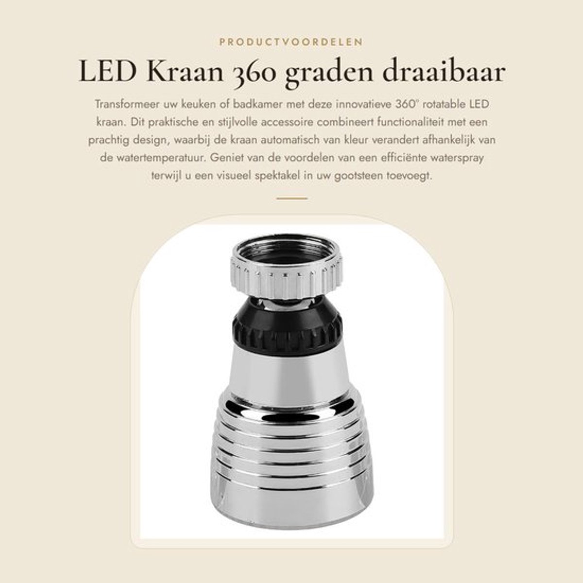 LED Kraan - 360 graden draaibaar - met Temperatuursensor - voor Keuken en Badkamer - Waterbesparend - Gebruiksvriendelijk - Modern design