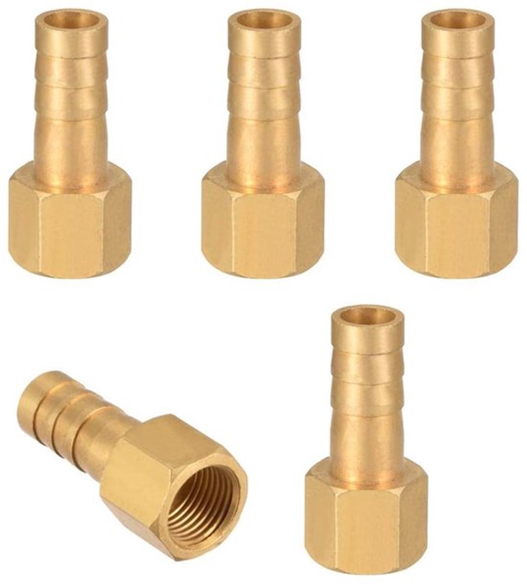 Slangfitting Messing - 8 mm Barb G1/8 Binnendraad - Slangkoppelingen - Tuin/Irrigatie - 5 Stuks - Duurzaam en Lekvrij - Slangkoppeling