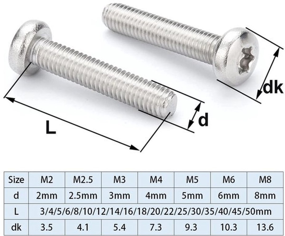 Torx-schroeven 25 stuks - M6 x 25 mm - Roestvrij Staal - Draaibare Kop - Robuust - Glad en Braamvrij - Machineschroeven